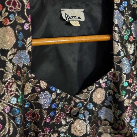 Patra Vintage 80s Floral Metallic Lame Cocktail Evening Jacket - Picture 2 of 6